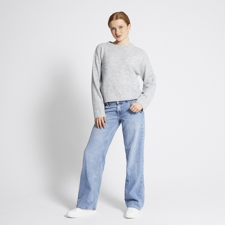 Basic knit sweater "Signe" Grey Melange
